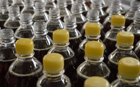 Plastic drink bottles in production